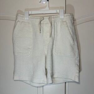 Zara Knit Shorts Mens S White Textured Ribbed Drawstring Casual Neutral Coastal